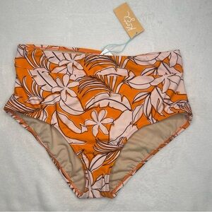 Kona Sol Women's High Waist Full Seat Coverage Bikini Bottom Size L (12-14)